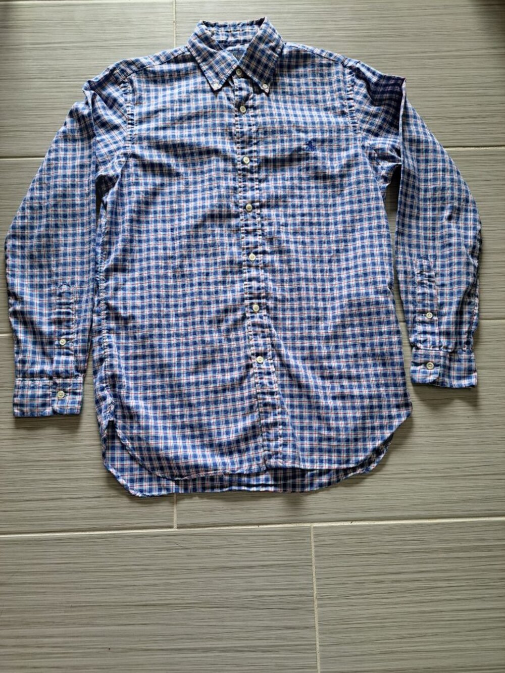 Ralph Lauren Men's Blue Plaid Button-Up Shirt Pony Logo Long Sleeve Small Gusset - Picture 10 of 14